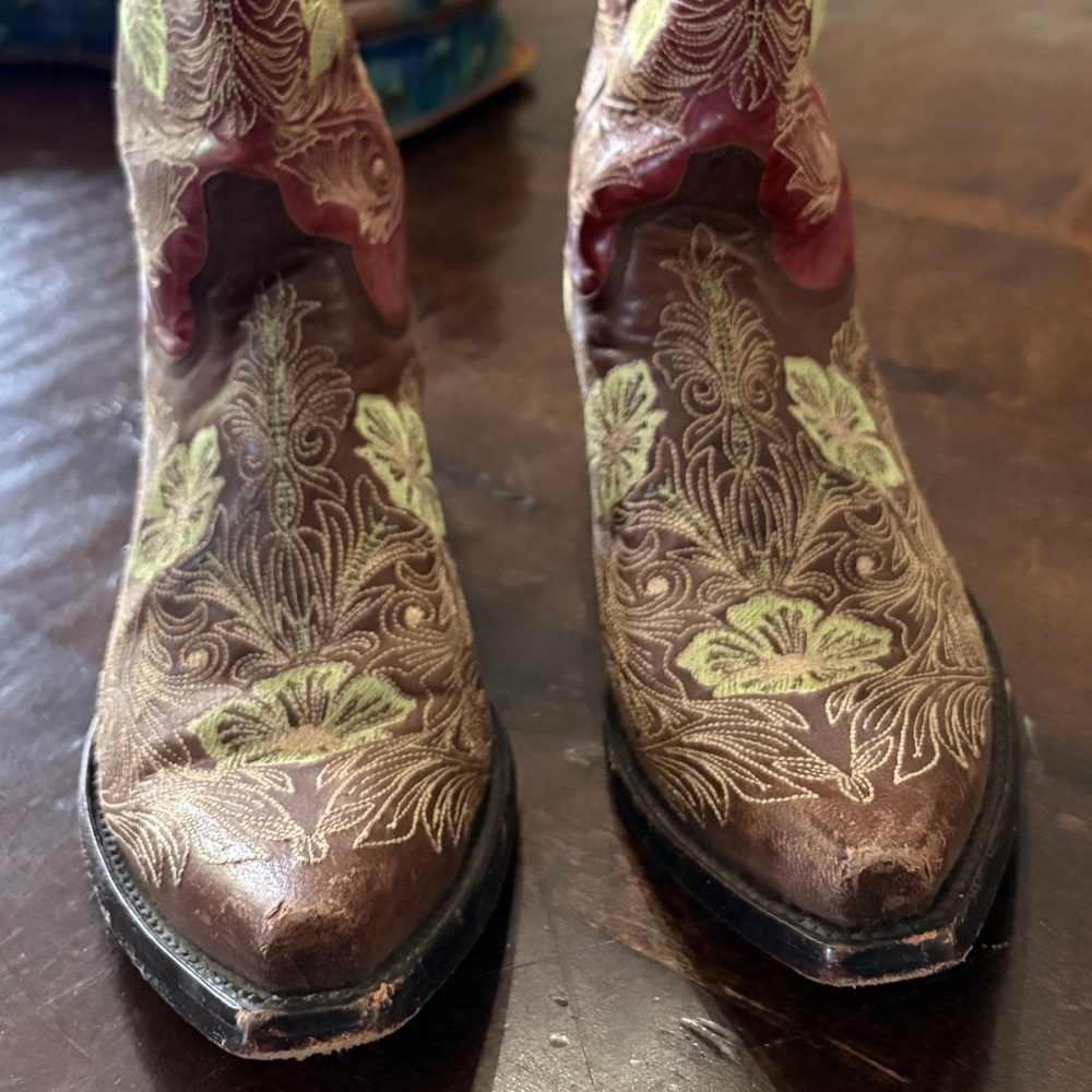 Old Gringo Brown and Green Embroidered Ankle Boots